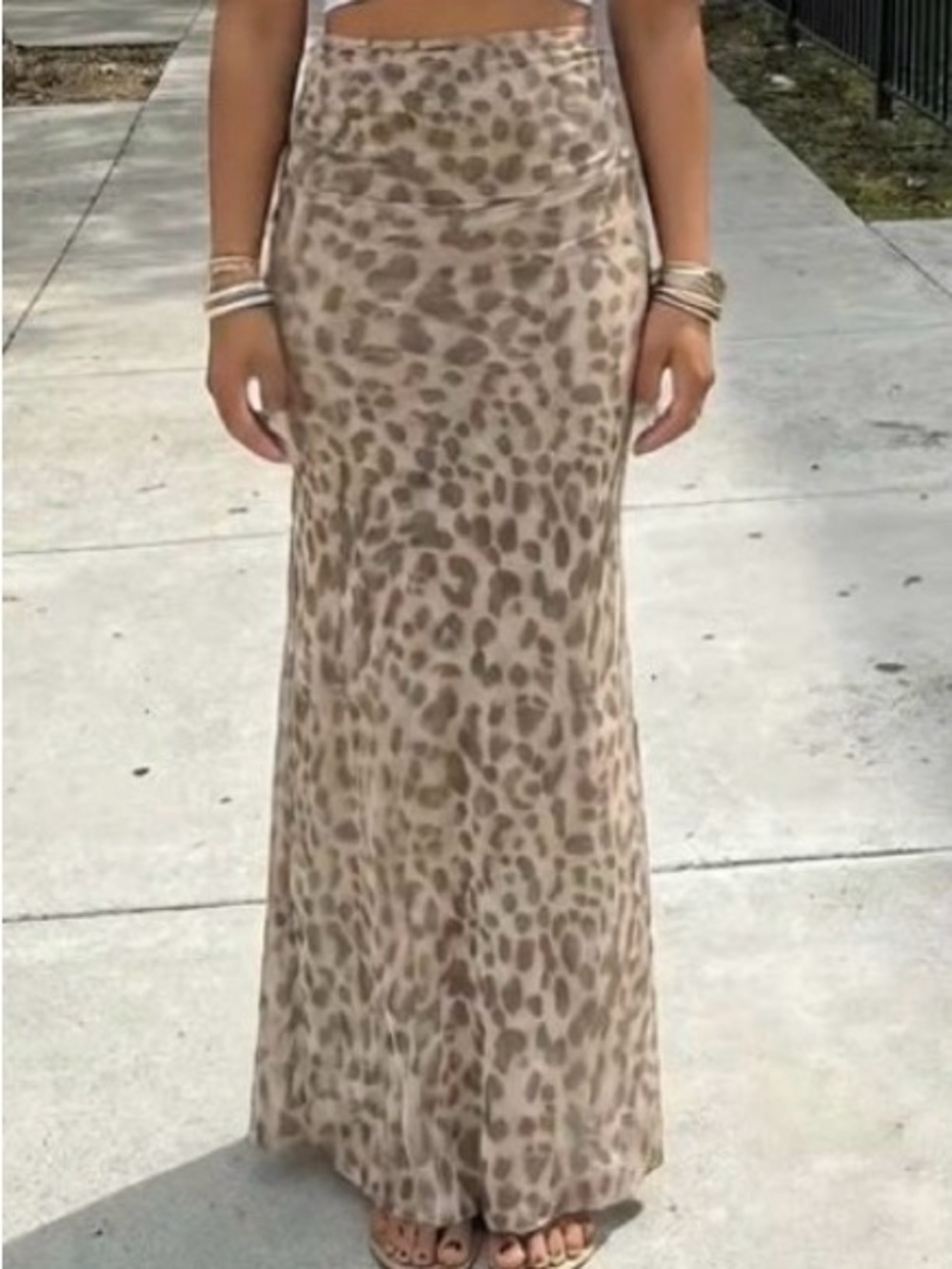 Long leopard print skirt